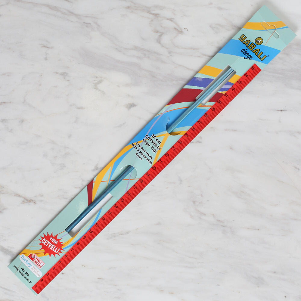 Yabalı 6 mm 35 cm Mavi Cetvelli Örgü Tığı - YBL-348